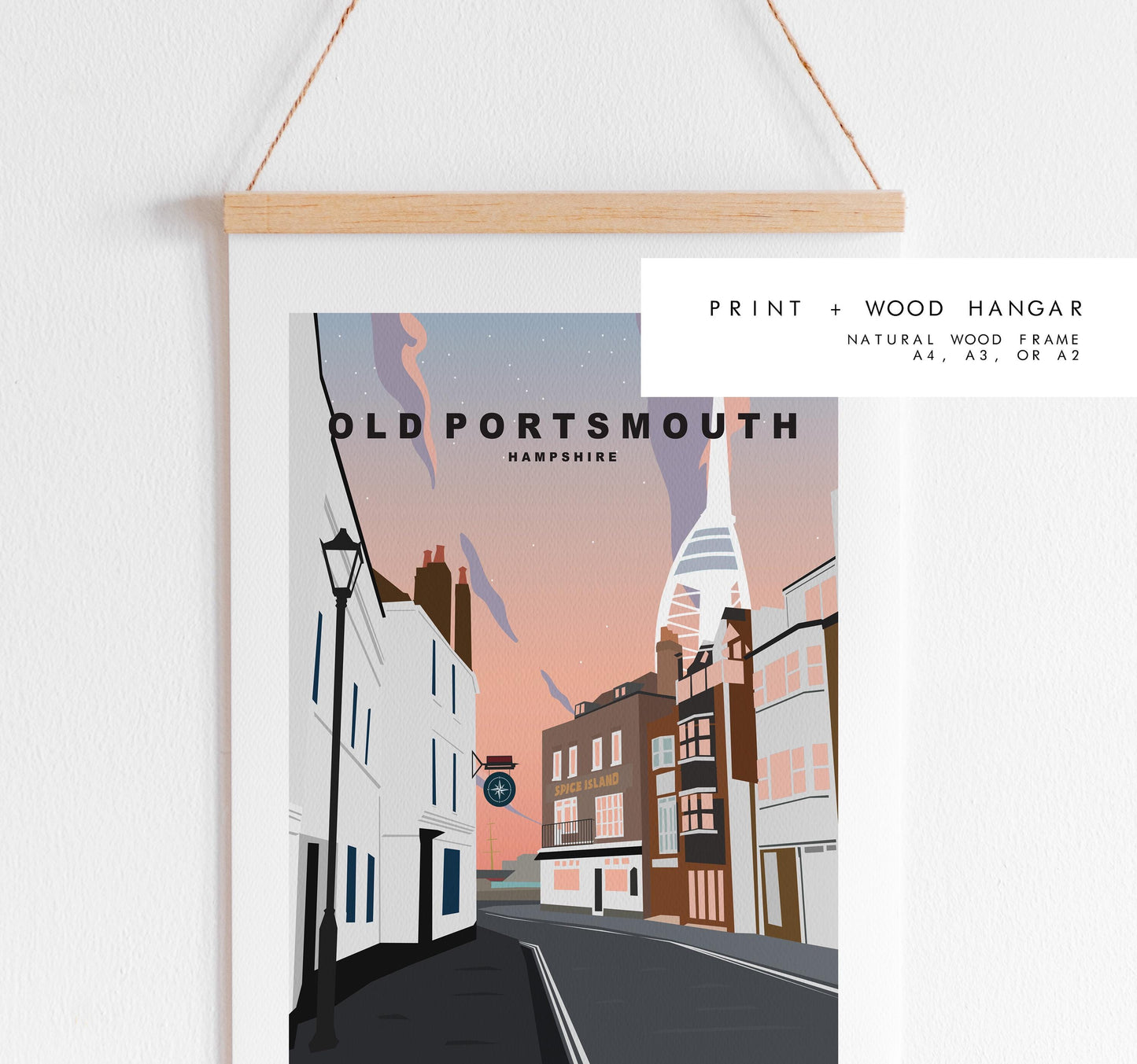 Old Portsmouth Travel Poster (Sunset) - Wall Art Print - Southsea and Portsmouth Travel Posters -  - Prints or Framed Prints