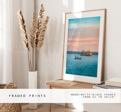 Spitbank Fort Sunset - Photography Print - Portsmouth and Southsea Prints - Wall Art -  Frame and Canvas Options -  Portrait