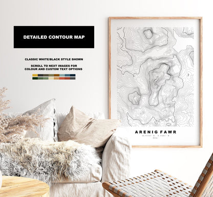 Arenig Fawr Map Print - Contour Map - Arenig Fawr Poster - Wales - Topographic Map - Print - Poster - Wall Art - Arenig Fawr Print