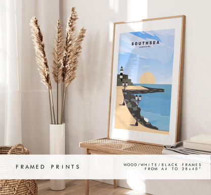 Southsea Promenade Travel Poster - Wall Art Print - Southsea and Portsmouth Travel Posters - Prints or Framed Prints
