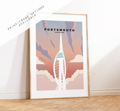Portsmouth Travel Poster (Sunset) - Wall Art Print - Southsea and Portsmouth Travel Posters - Prints or Framed Prints