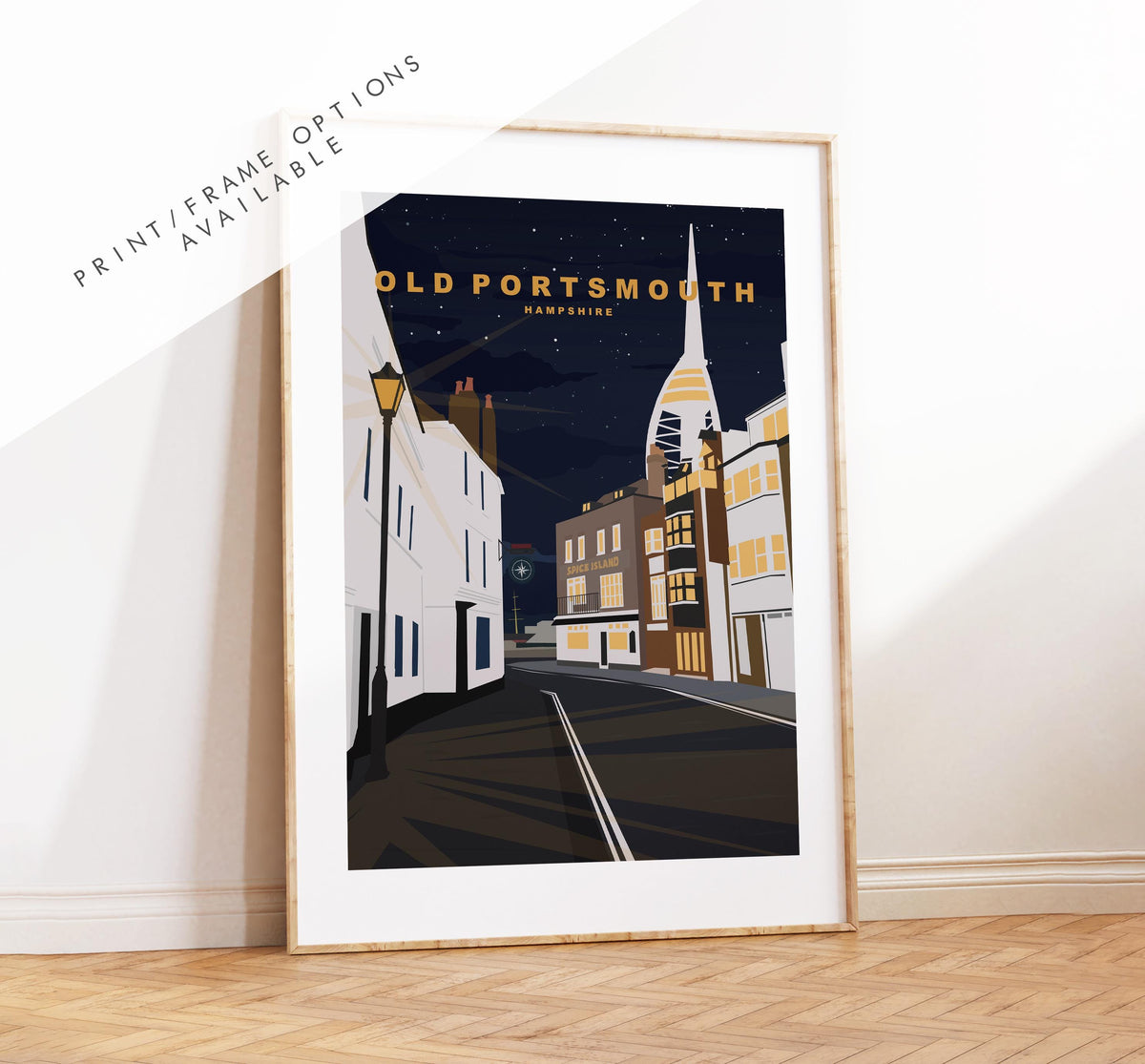Old Portsmouth Travel Poster (Night) - Wall Art Print - Southsea and Portsmouth Travel Posters - Prints or Framed Prints