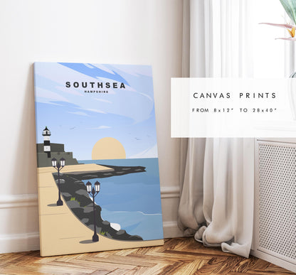Southsea Promenade Travel Poster - Wall Art Print - Southsea and Portsmouth Travel Posters - Prints or Framed Prints