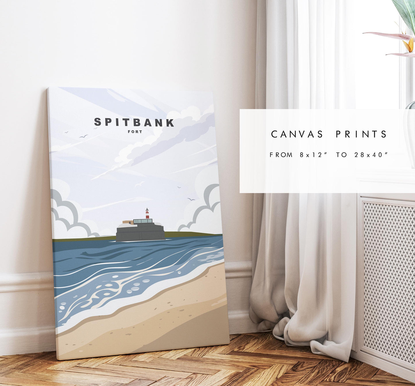 Spitbank Fort Travel Poster - Wall Art Print - Southsea and Portsmouth Travel Posters - Minimalist Retro Style - Prints or Framed Prints