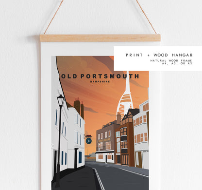 Old Portsmouth Travel Poster (Sunset - Orange)  - Wall Art Print - Southsea and Portsmouth Travel Posters - Prints or Framed Prints