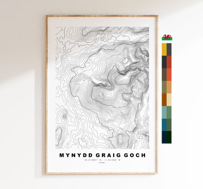 Mynydd Graig Goch Print - Contour Map - Mynydd Graig Goch Poster - Wales - Topographic Map - Print - Poster - Wall Art - Welsh 2000s