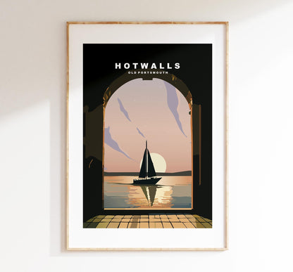 Hotwalls Travel Poster - Wall Art Print - Southsea and Portsmouth Travel Posters - Minimalist Retro Style - Prints or Framed Prints