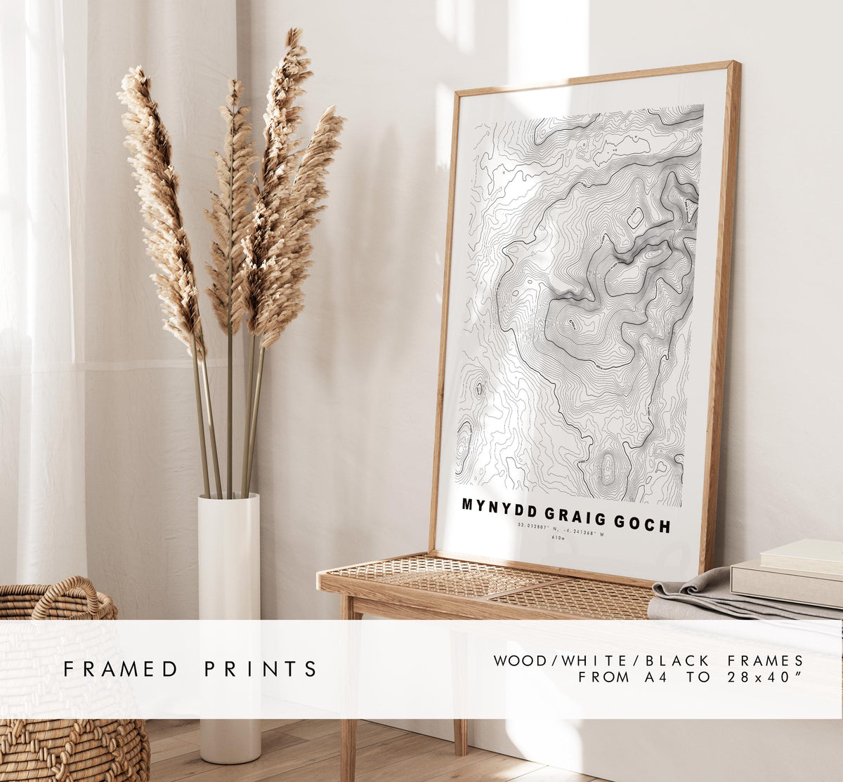 Mynydd Graig Goch Print - Contour Map - Mynydd Graig Goch Poster - Wales - Topographic Map - Print - Poster - Wall Art - Welsh 2000s