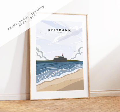 Spitbank Fort Travel Poster - Wall Art Print - Southsea and Portsmouth Travel Posters - Minimalist Retro Style - Prints or Framed Prints