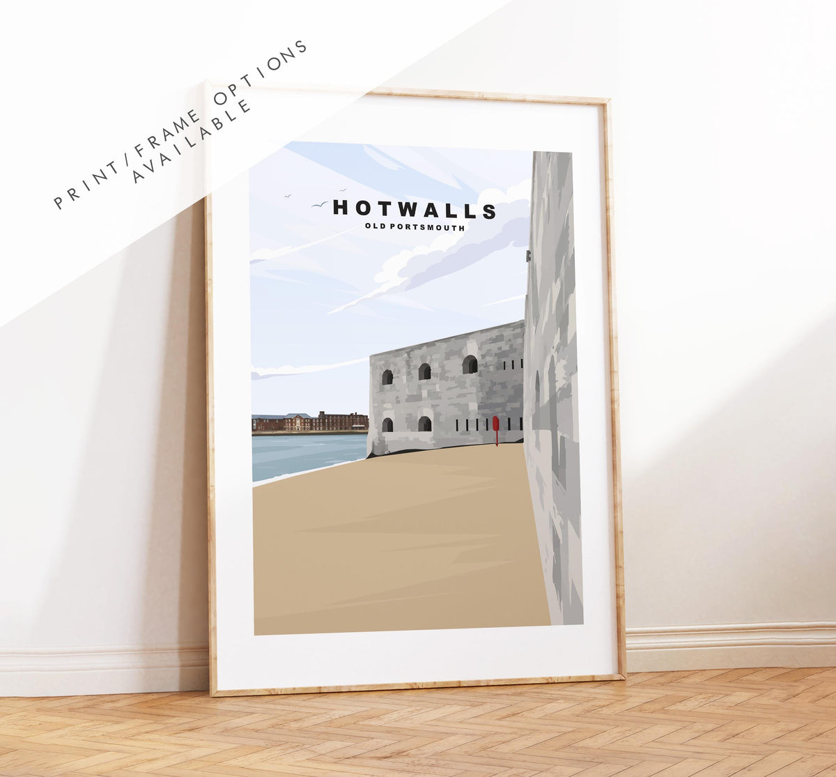 Hotwalls Beach Travel Poster - Wall Art Print - Southsea and Portsmouth Travel Posters - Minimalist Retro Style - Prints or Framed Prints