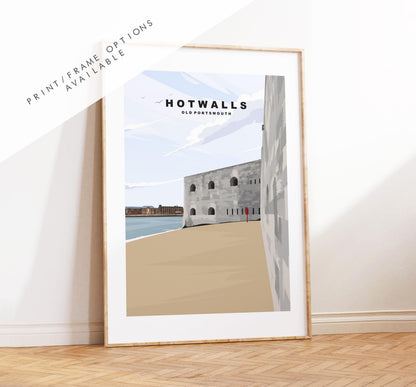 Hotwalls Beach Travel Poster - Wall Art Print - Southsea and Portsmouth Travel Posters - Minimalist Retro Style - Prints or Framed Prints
