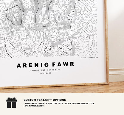Arenig Fawr Map Print - Contour Map - Arenig Fawr Poster - Wales - Topographic Map - Print - Poster - Wall Art - Arenig Fawr Print