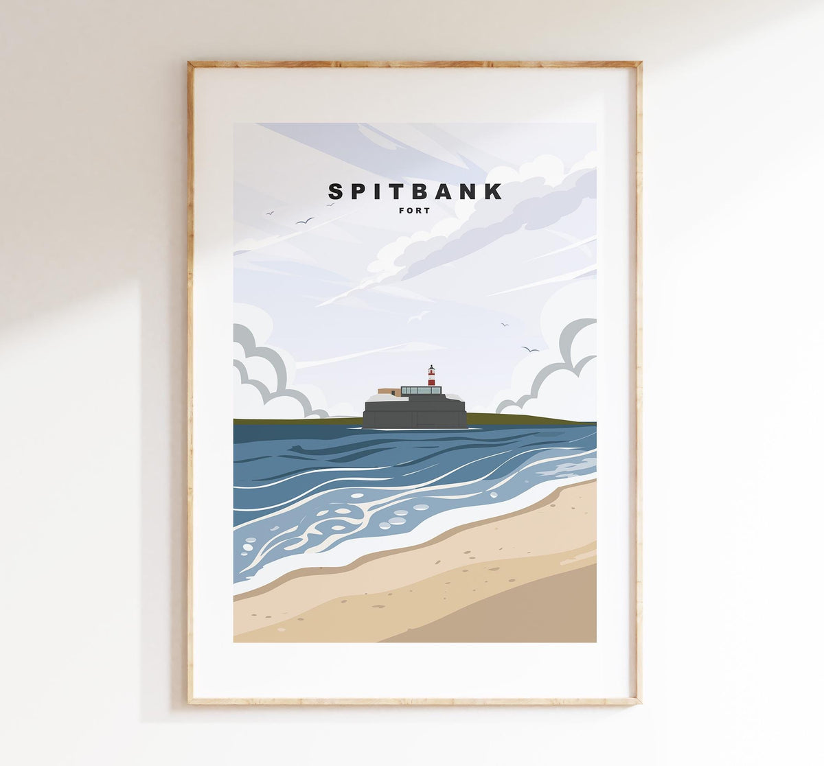 Spitbank Fort Travel Poster - Wall Art Print - Southsea and Portsmouth Travel Posters - Minimalist Retro Style - Prints or Framed Prints