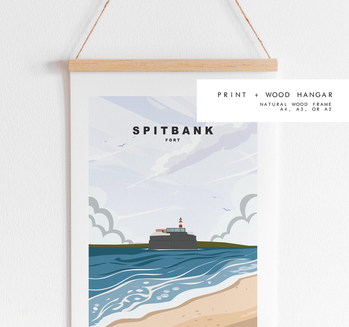 Spitbank Fort Travel Poster - Wall Art Print - Southsea and Portsmouth Travel Posters - Minimalist Retro Style - Prints or Framed Prints