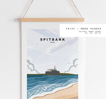 Spitbank Fort Travel Poster - Wall Art Print - Southsea and Portsmouth Travel Posters - Minimalist Retro Style - Prints or Framed Prints