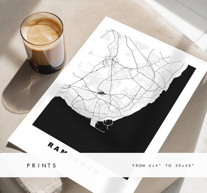 Ramsgate Map Print - Minimalist City Map Poster - Map Art - UK - Ramsgate Print - Ramsgate Poster - Different Colours Available