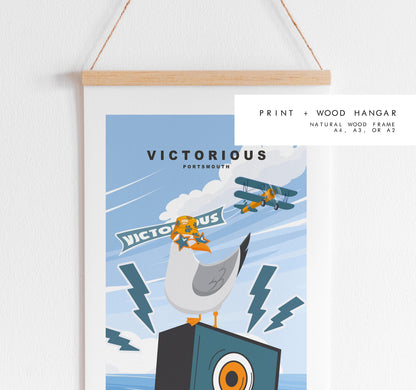 Victorious Seagull Travel Poster - Wall Art Print - Southsea and Portsmouth Travel Posters - Prints or Framed Prints