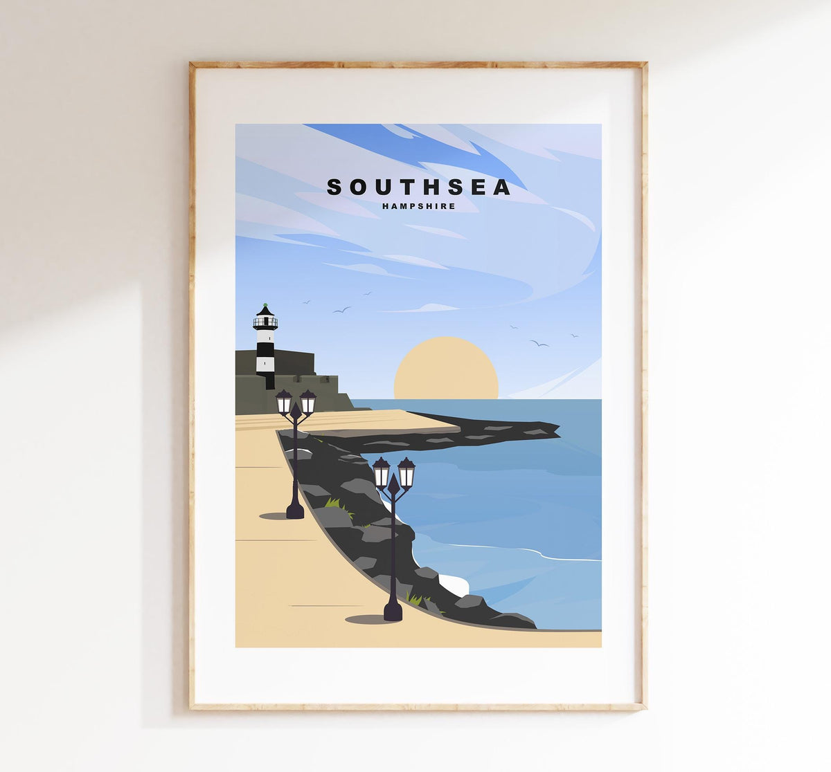 Southsea Promenade Travel Poster - Wall Art Print - Southsea and Portsmouth Travel Posters - Prints or Framed Prints