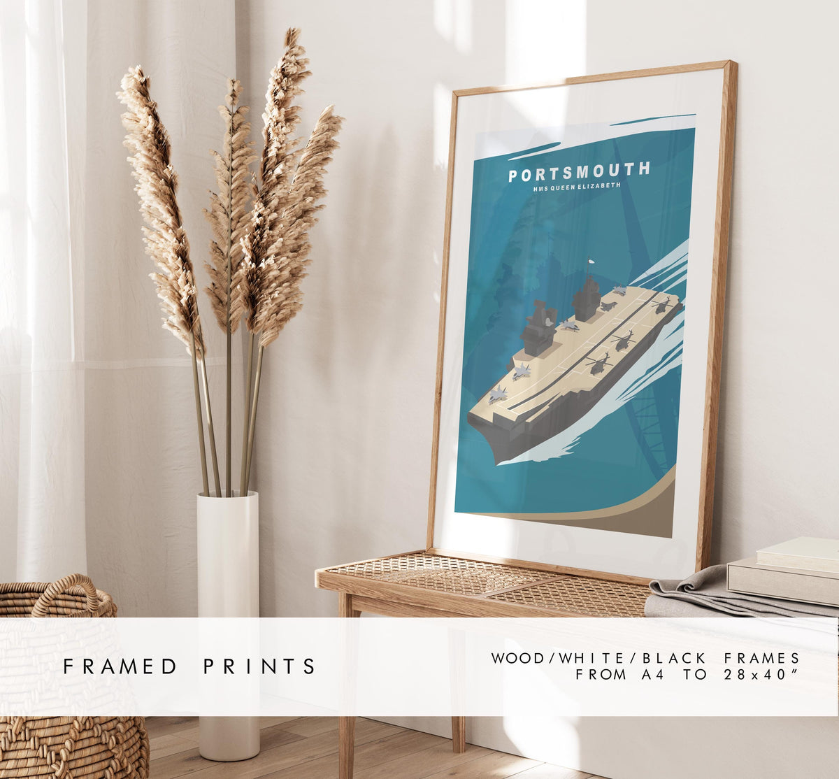 HMS Queen Elizabeth - Portsmouth Travel Poster - Wall Art Print - Southsea and Portsmouth Travel Posters - Prints or Framed Prints