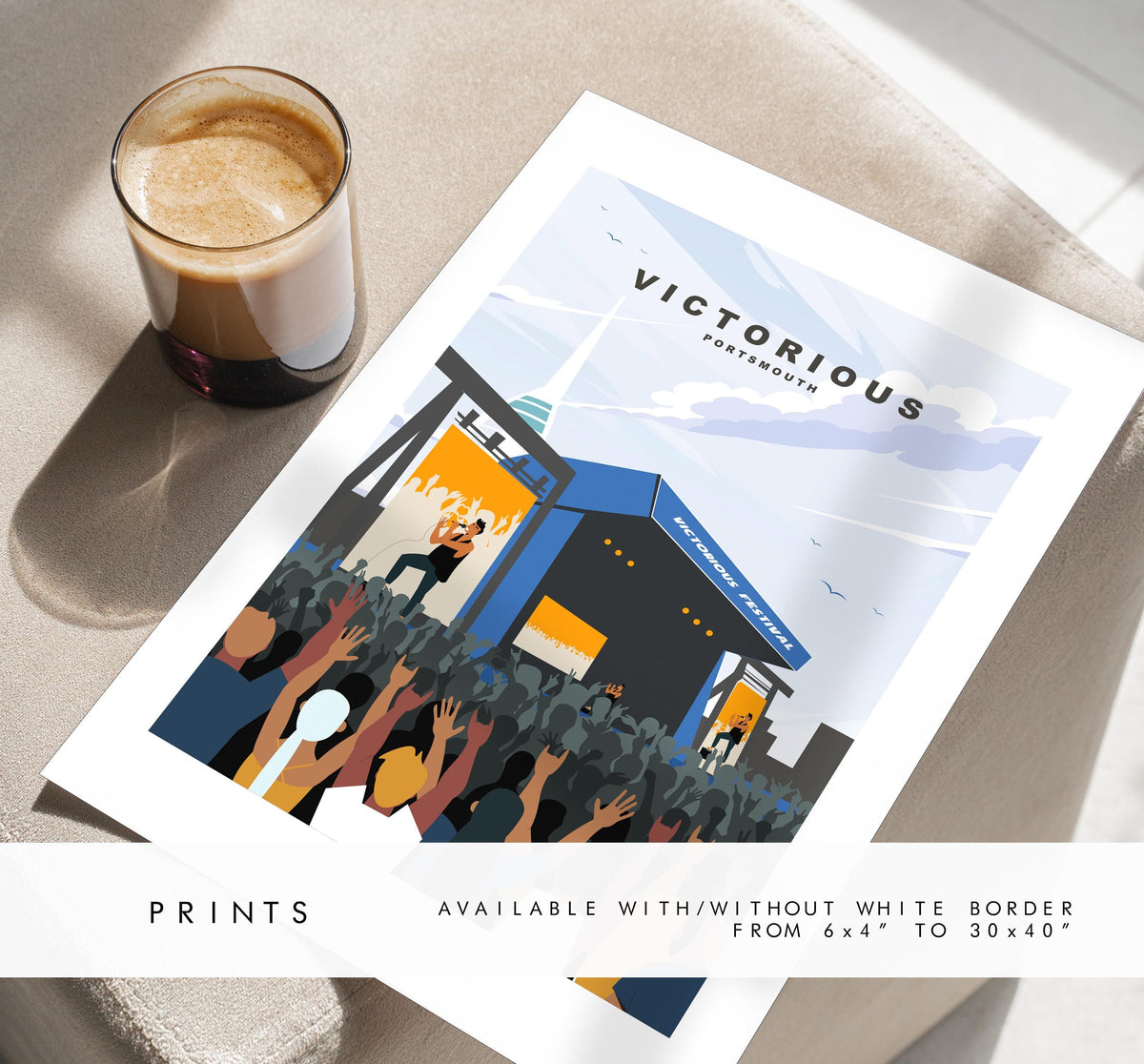 Victorious Travel Poster (Day) - Wall Art Print - Southsea and Portsmouth Travel Posters - Minimalist Retro Style - Prints or Framed Prints