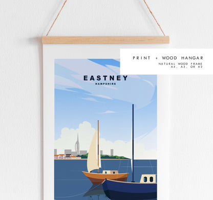 Eastney Beach Travel Poster - Wall Art Print - Southsea and Portsmouth Travel Posters - Minimalist Retro Style - Prints or Framed Prints