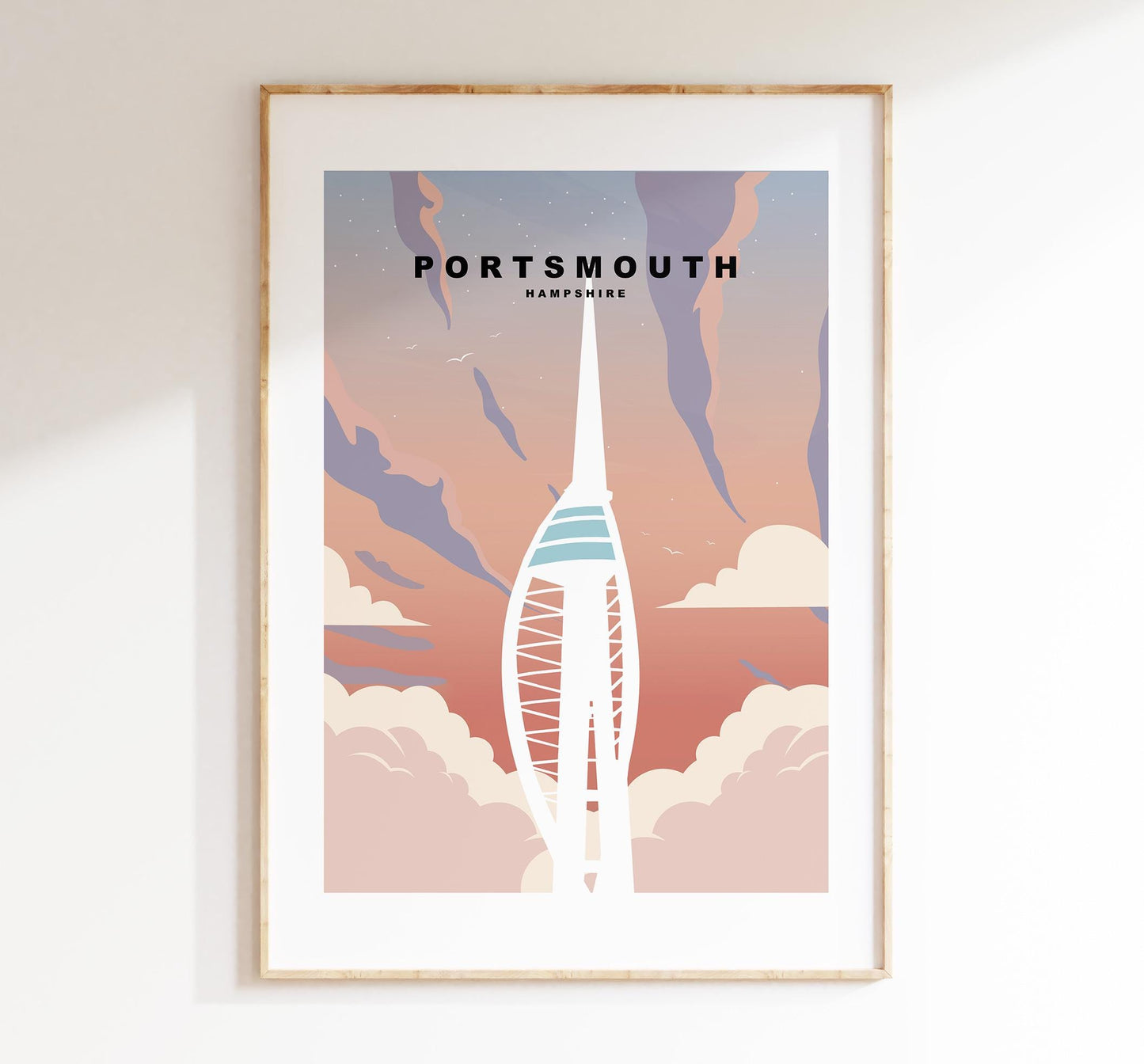 Portsmouth Travel Poster (Sunset) - Wall Art Print - Southsea and Portsmouth Travel Posters - Prints or Framed Prints