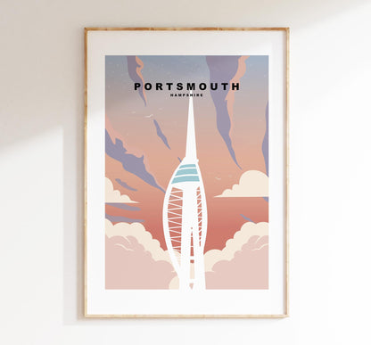 Portsmouth Travel Poster (Sunset) - Wall Art Print - Southsea and Portsmouth Travel Posters - Prints or Framed Prints