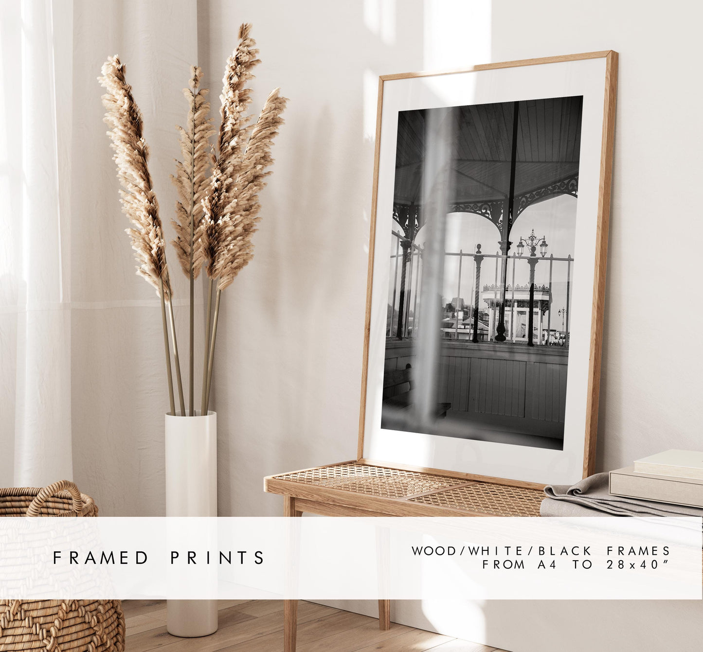 Southsea Promenade Black & White - Photography Print - Portsmouth and Southsea Prints - Wall Art -  Frame and Canvas Options - Portrait - BW