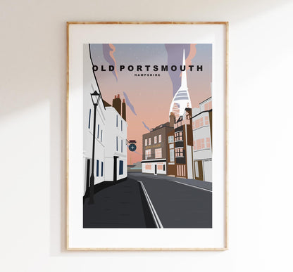 Old Portsmouth Travel Poster (Sunset) - Wall Art Print - Southsea and Portsmouth Travel Posters -  - Prints or Framed Prints