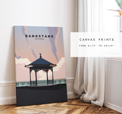 Southsea Bandstand Travel Poster (Sunset) - Wall Art Print - Southsea and Portsmouth Travel Posters - Prints or Framed Prints