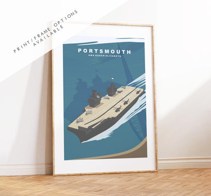 HMS Queen Elizabeth - Portsmouth Travel Poster - Wall Art Print - Southsea and Portsmouth Travel Posters - Prints or Framed Prints