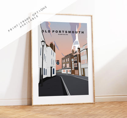 Old Portsmouth Travel Poster (Sunset) - Wall Art Print - Southsea and Portsmouth Travel Posters -  - Prints or Framed Prints