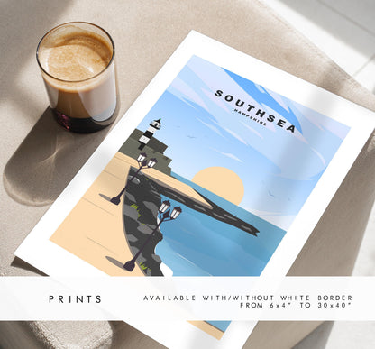 Southsea Promenade Travel Poster - Wall Art Print - Southsea and Portsmouth Travel Posters - Prints or Framed Prints