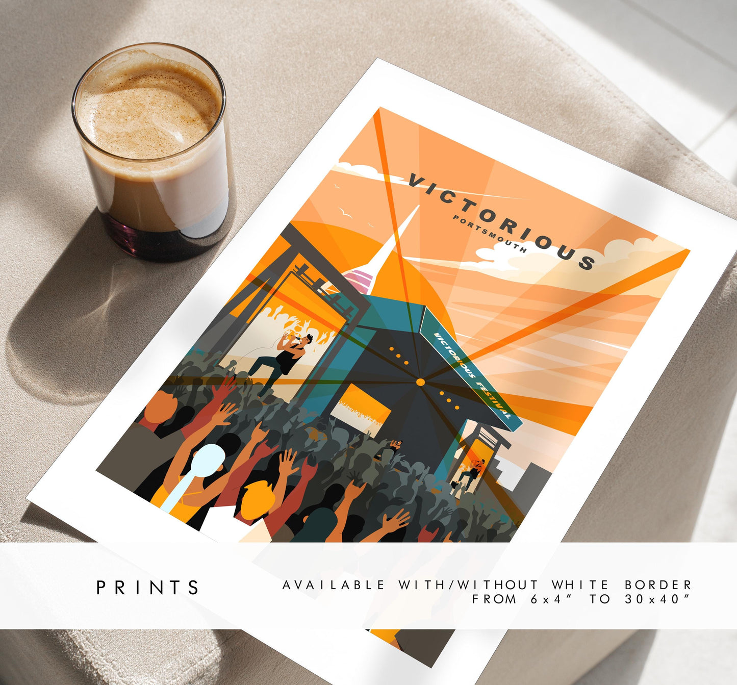 Victorious Travel Poster (Sunset - Orange) - Wall Art Print - Southsea and Portsmouth Travel Posters - Prints or Framed Prints