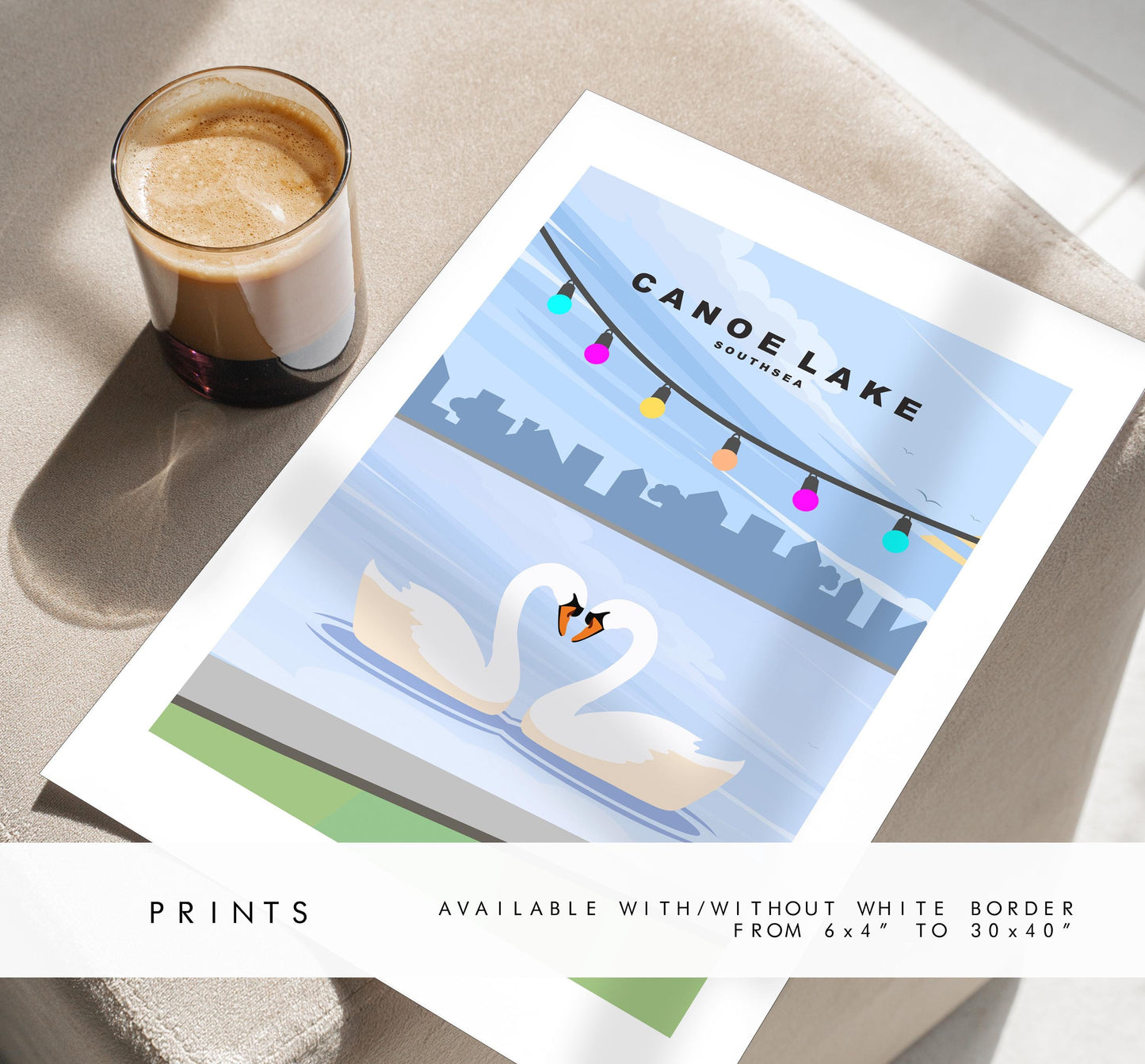 Canoe Lake Travel Poster - Wall Art Print - Southsea and Portsmouth Travel Posters - Minimalist Retro Style - Prints or Framed Prints