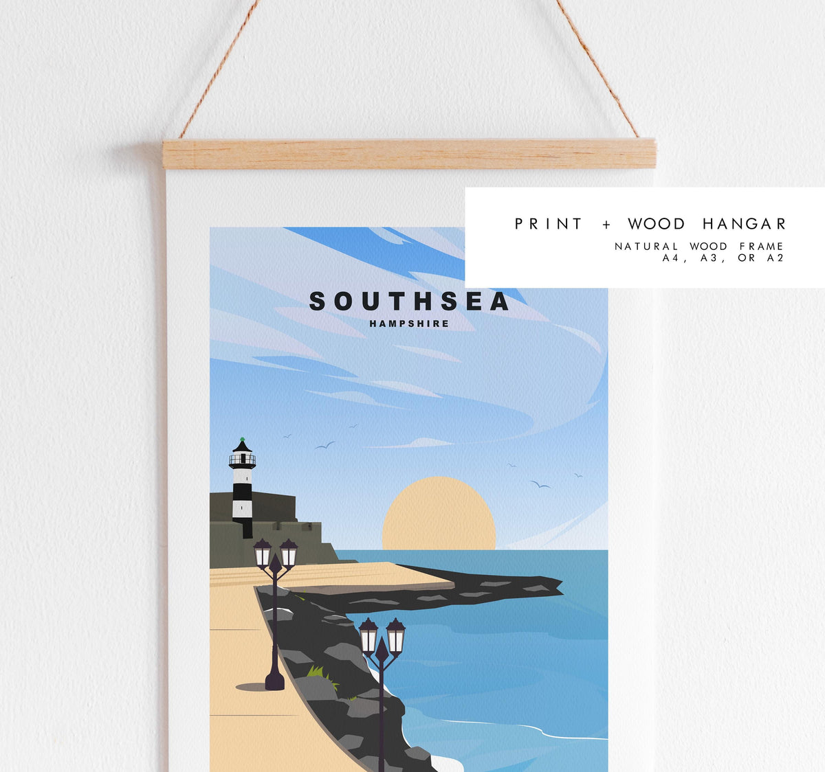 Southsea Promenade Travel Poster - Wall Art Print - Southsea and Portsmouth Travel Posters - Prints or Framed Prints