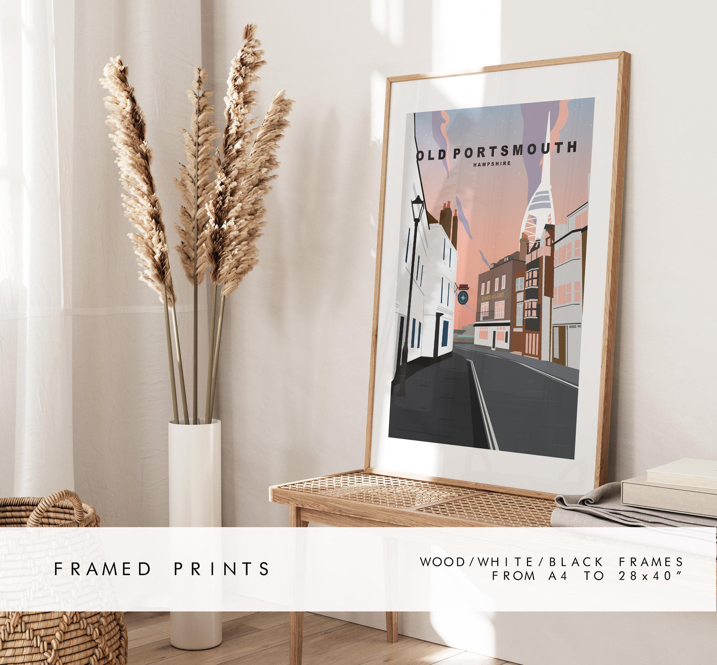 Old Portsmouth Travel Poster (Sunset) - Wall Art Print - Southsea and Portsmouth Travel Posters -  - Prints or Framed Prints