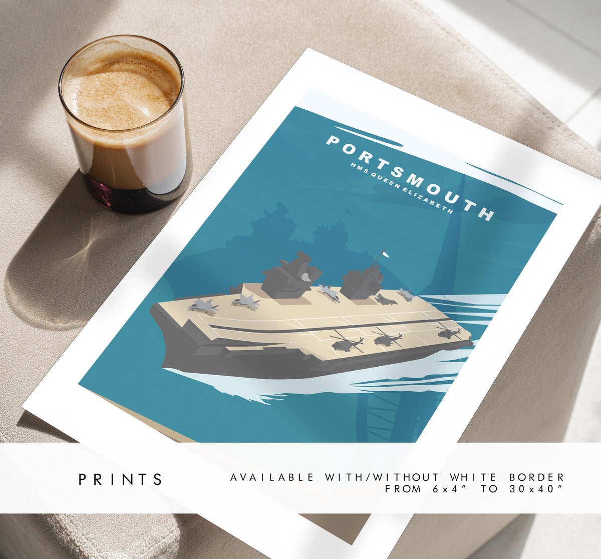 HMS Queen Elizabeth - Portsmouth Travel Poster - Wall Art Print - Southsea and Portsmouth Travel Posters - Prints or Framed Prints
