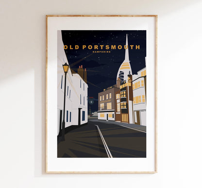 Old Portsmouth Travel Poster (Night) - Wall Art Print - Southsea and Portsmouth Travel Posters - Prints or Framed Prints