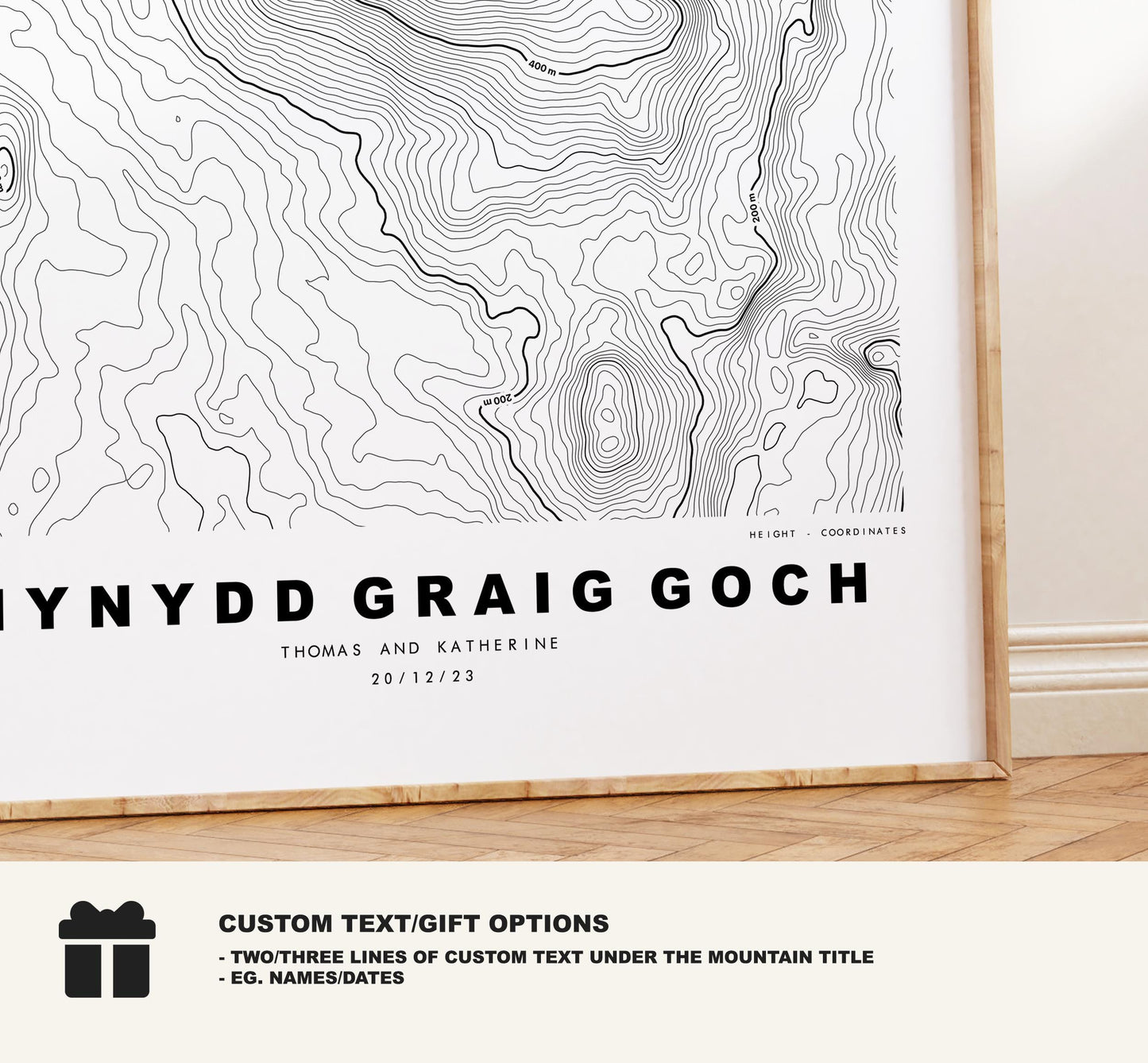 Mynydd Graig Goch Print - Contour Map - Mynydd Graig Goch Poster - Wales - Topographic Map - Print - Poster - Wall Art - Welsh 2000s