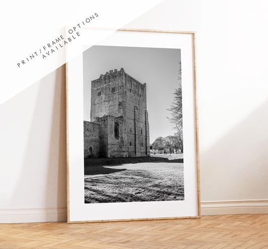 Portchester Castle Photography Print - Hampshire Photography Prints - Wall Art -  Frame and Canvas Options - Black and White - Portrait - UK