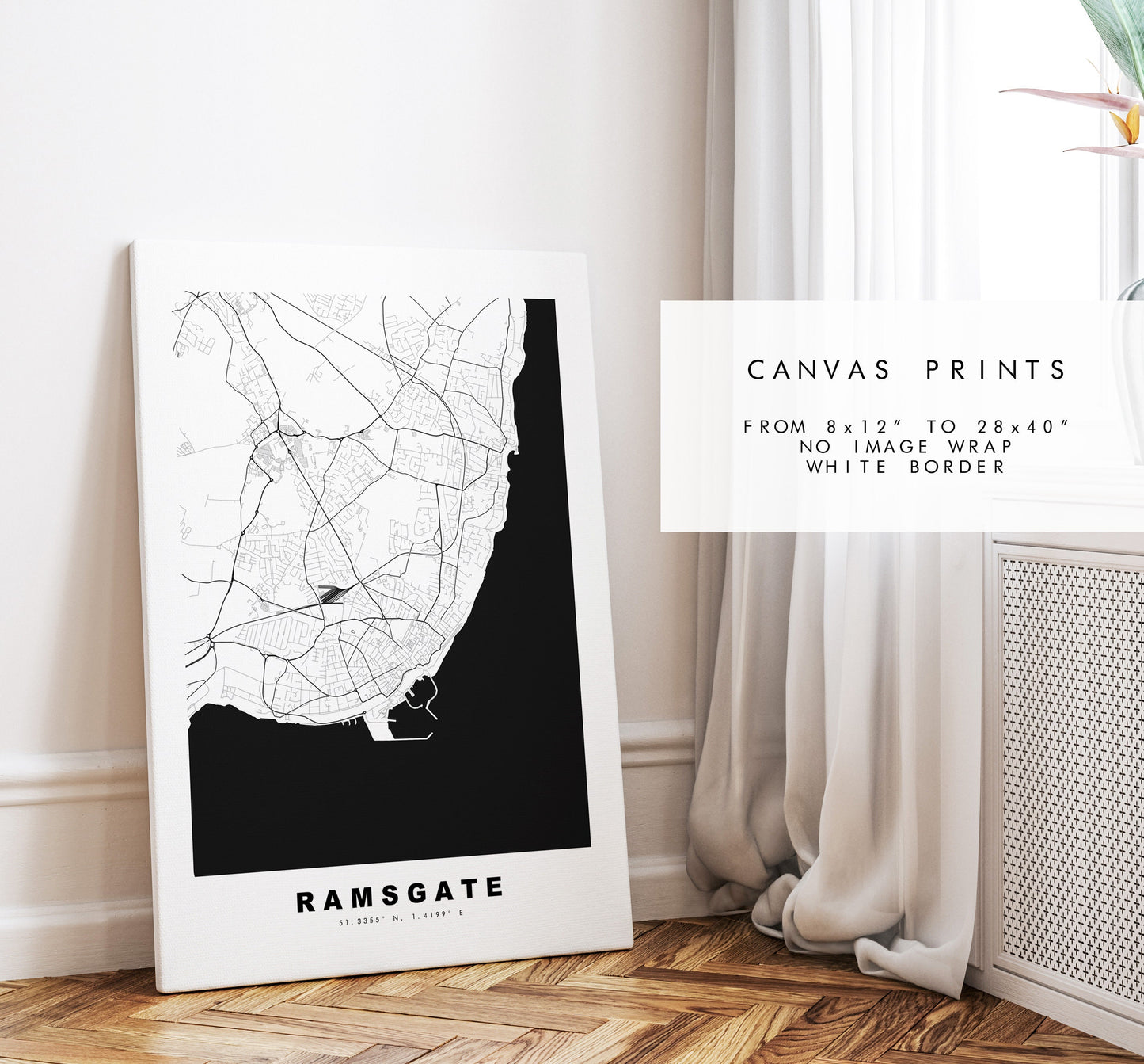 Ramsgate Map Print - Minimalist City Map Poster - Map Art - UK - Ramsgate Print - Ramsgate Poster - Different Colours Available