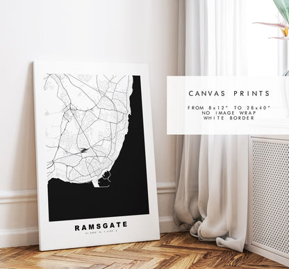 Ramsgate Map Print - Minimalist City Map Poster - Map Art - UK - Ramsgate Print - Ramsgate Poster - Different Colours Available