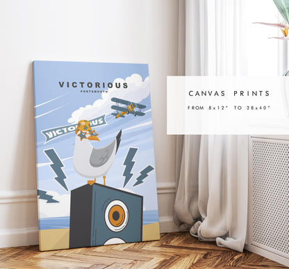 Victorious Seagull Travel Poster - Wall Art Print - Southsea and Portsmouth Travel Posters - Prints or Framed Prints