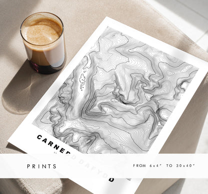 Carnedd Dafydd Print - Contour Map - Snowdonia - Wales - Topographic Map - Print - Wall Art - Carnedd Dafydd Poster - Carneddau Range