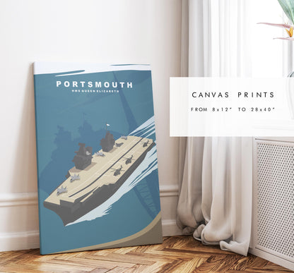 HMS Queen Elizabeth - Portsmouth Travel Poster - Wall Art Print - Southsea and Portsmouth Travel Posters - Prints or Framed Prints