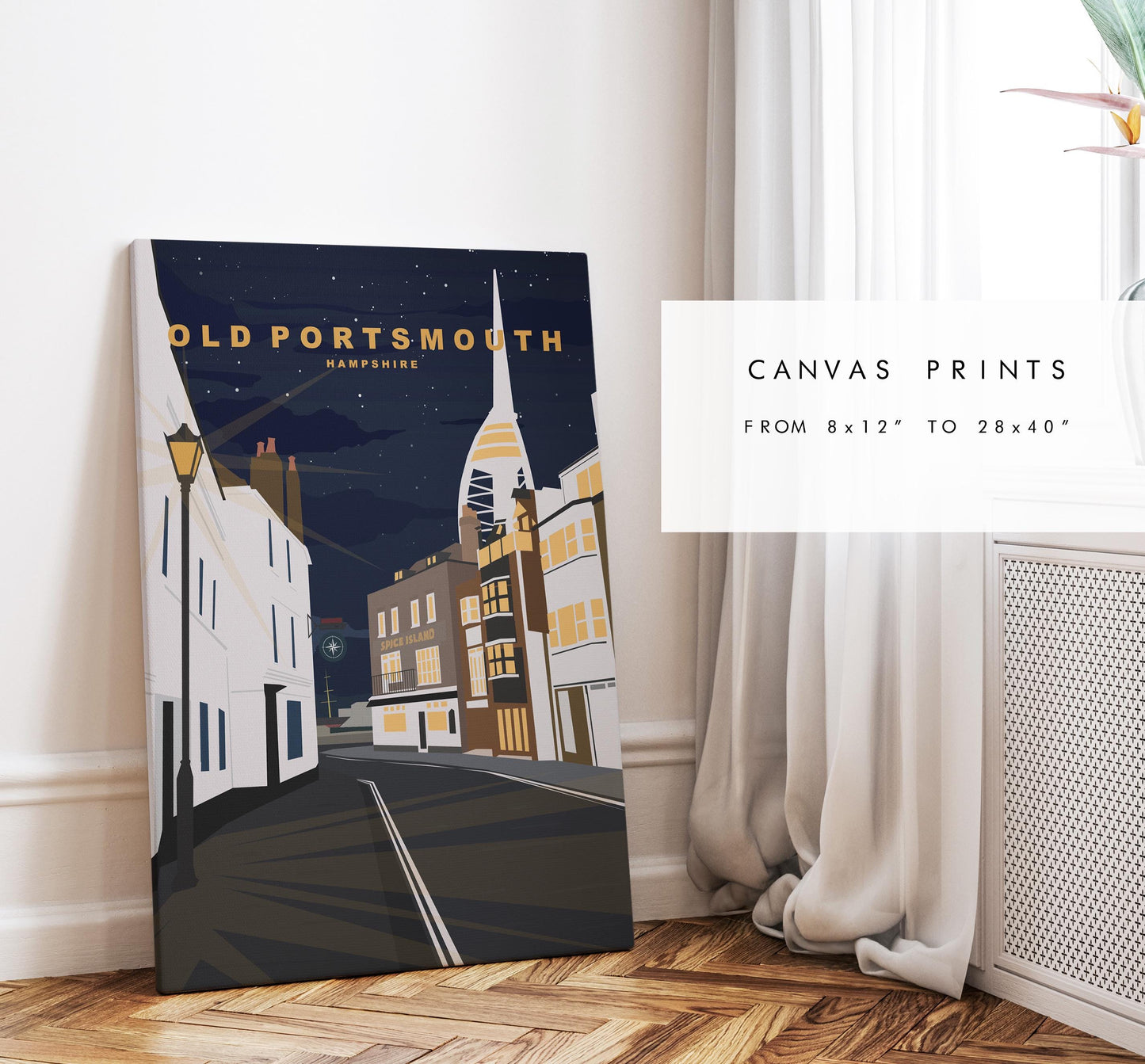 Old Portsmouth Travel Poster (Night) - Wall Art Print - Southsea and Portsmouth Travel Posters - Prints or Framed Prints