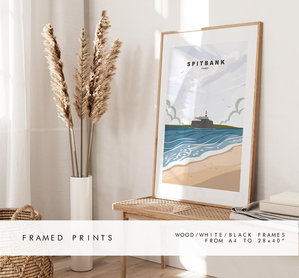 Spitbank Fort Travel Poster - Wall Art Print - Southsea and Portsmouth Travel Posters - Minimalist Retro Style - Prints or Framed Prints