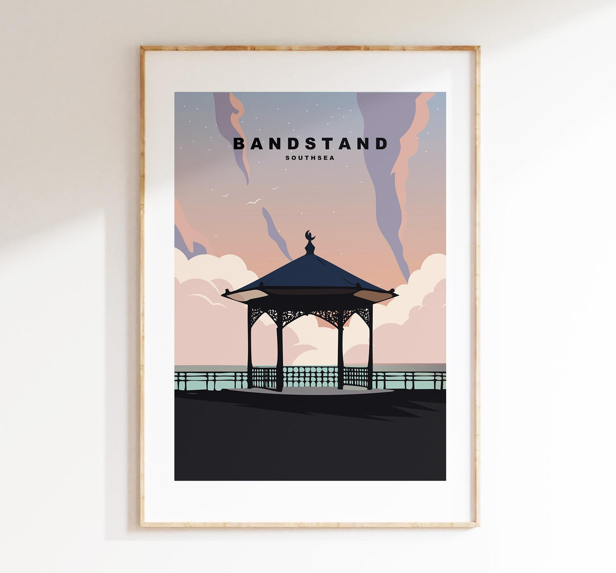 Southsea Bandstand Travel Poster (Sunset) - Wall Art Print - Southsea and Portsmouth Travel Posters - Prints or Framed Prints