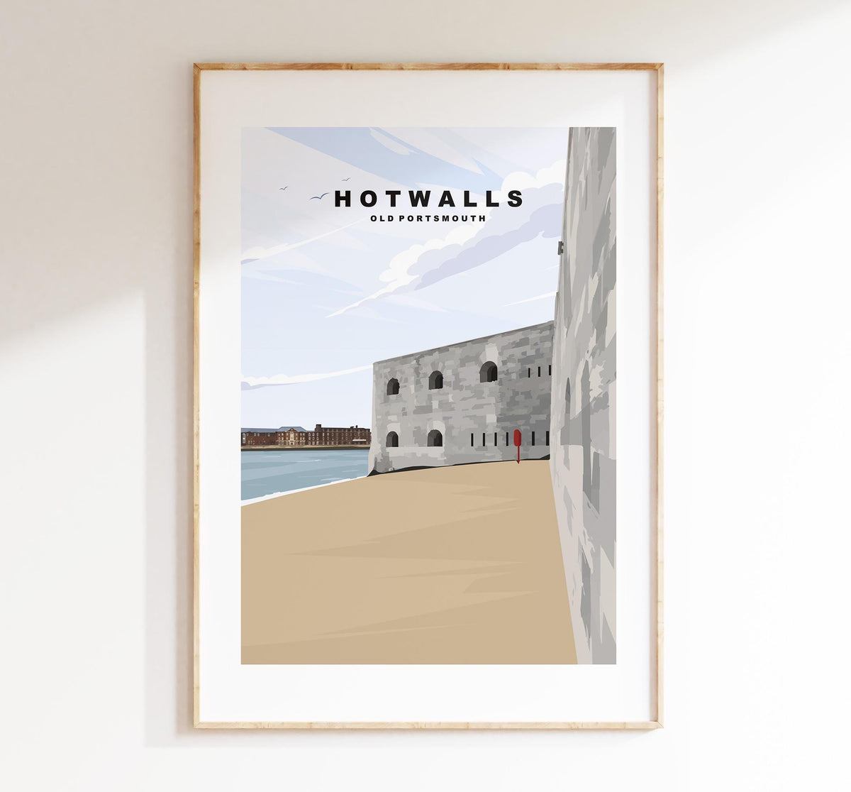 Hotwalls Beach Travel Poster - Wall Art Print - Southsea and Portsmouth Travel Posters - Minimalist Retro Style - Prints or Framed Prints